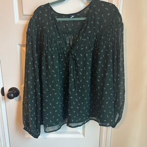 Old Navy Dark Green Floral Blouse